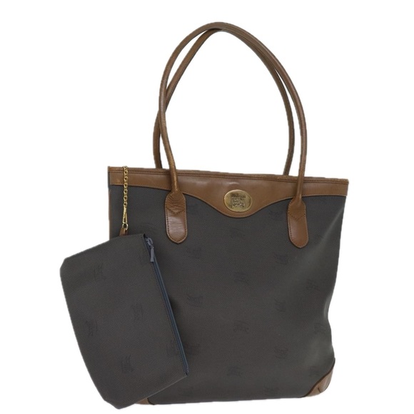 Burberrys Tote Bag PVC Leather Gray Auth bs14278 - Picture 1 of 16